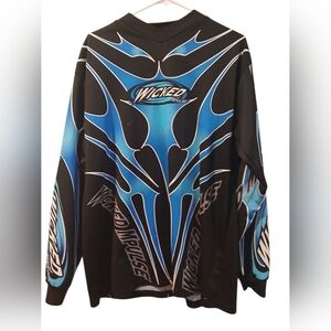 Vintage Wicked Mpulse Paintball Jersey Mens XL Blue Long Sleeve V Neck Y2k